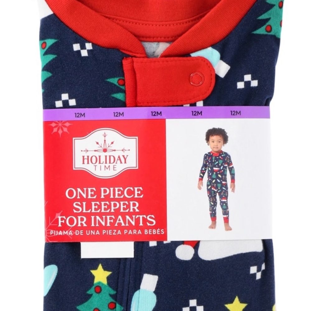 Holiday Time Red and Navy Infant Sleeper